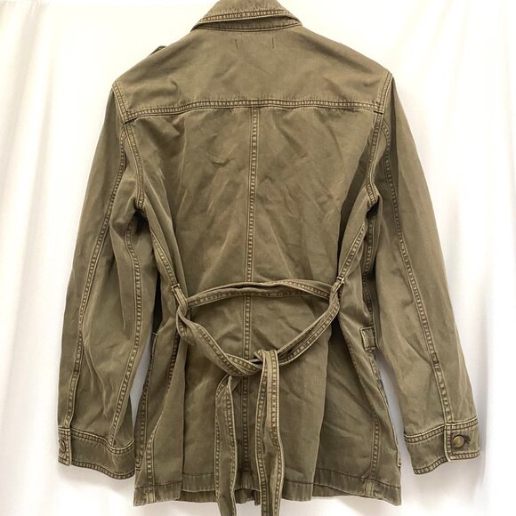 Madewell Womens Military Cargo Utility Button Up Belted Jacket M Green Classic - Picture 6 of 10
